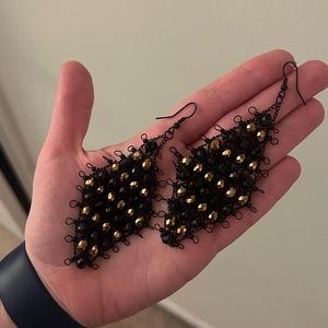 Mesh Black and Copper Dangle Earrings